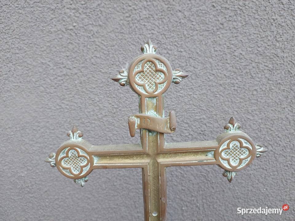 6 Stary krzyż krucyfiks stojący mosiądz 40 Tczew