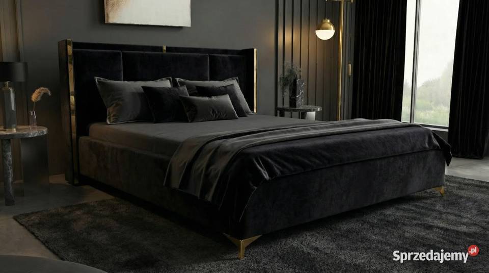 Łóżko z pojemnikiem 140x200 ROKO Czarne stelaż Łóżka Kraków