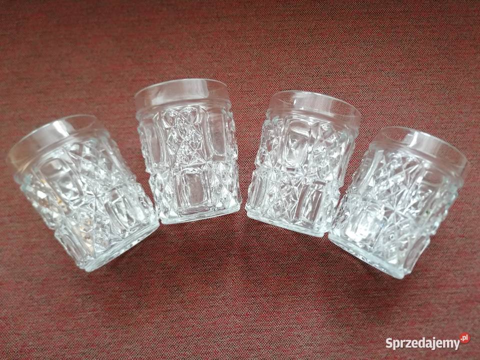 Zestaw 4 szklanych głęboko szlifowanychGrubsze Łódź