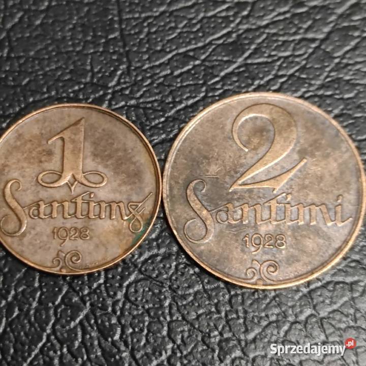 Monety Łotwa 2 i 1 santimy 1928 r zachodniopomorskie