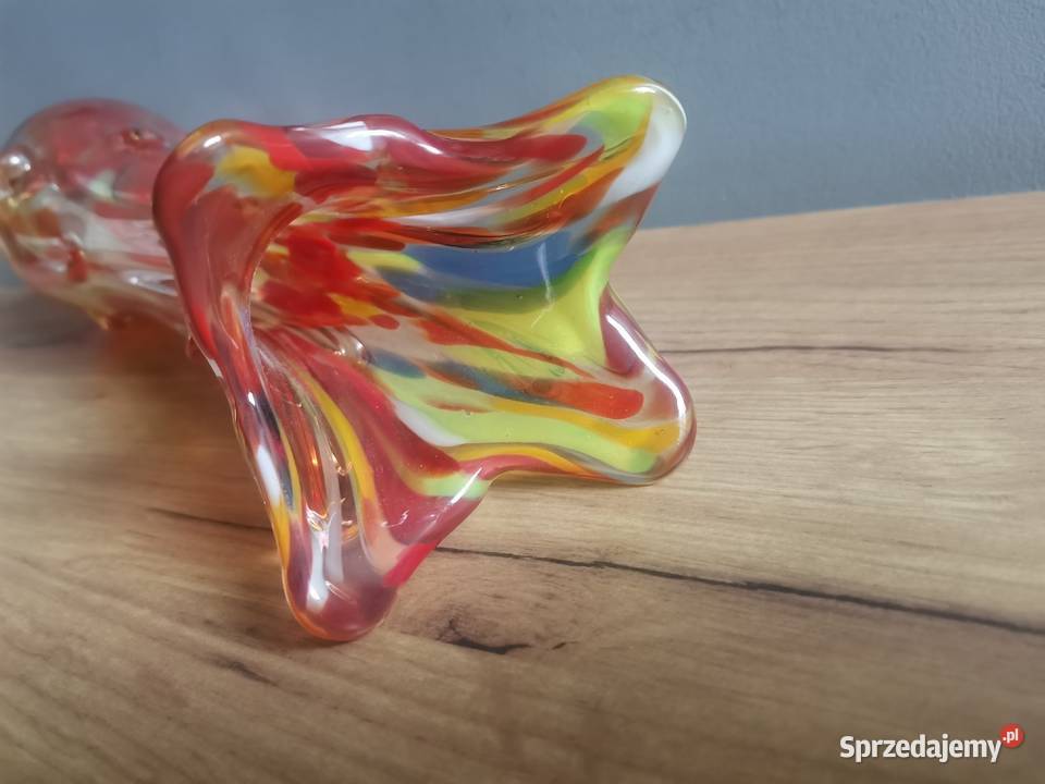 Stary kolorowy wazon Sękacz design PRL 1970 huta Siemianowice Śląskie sprzedam