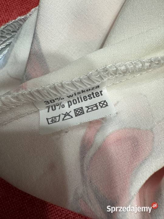 Bluzka damska 44 kremowa w kolorowe wzory kwiaty Inny materiał Częstochowa