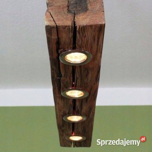 Lampa loft belka drewniana retro wisząca ozdobna warmińsko-mazurskie Bartoszyce