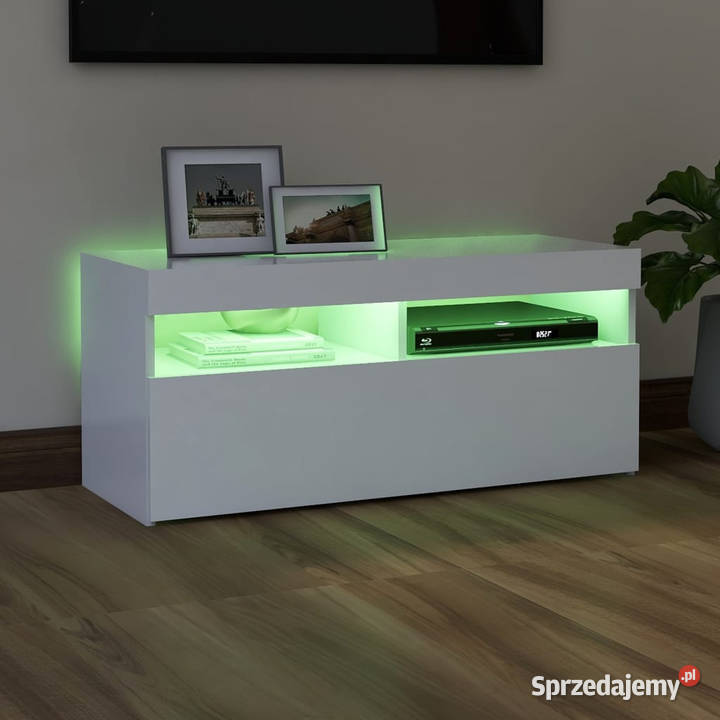 Szafka pod TV z oświetleniem LED biała 90x35x40 Warszawa