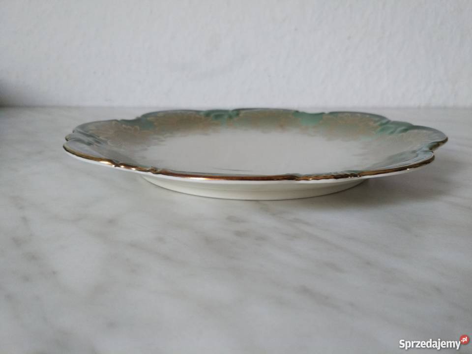Złocona zielona paterka talerzyk porcelana Ropa sprzedam