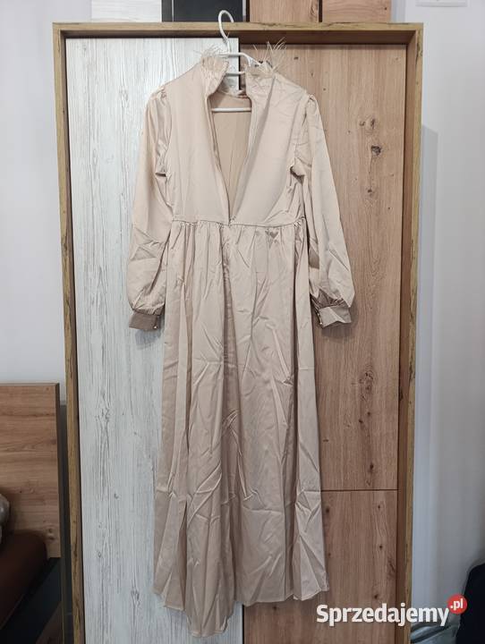 Sukienka MAXI z Piórami BeżowaSzampańska sprzedam