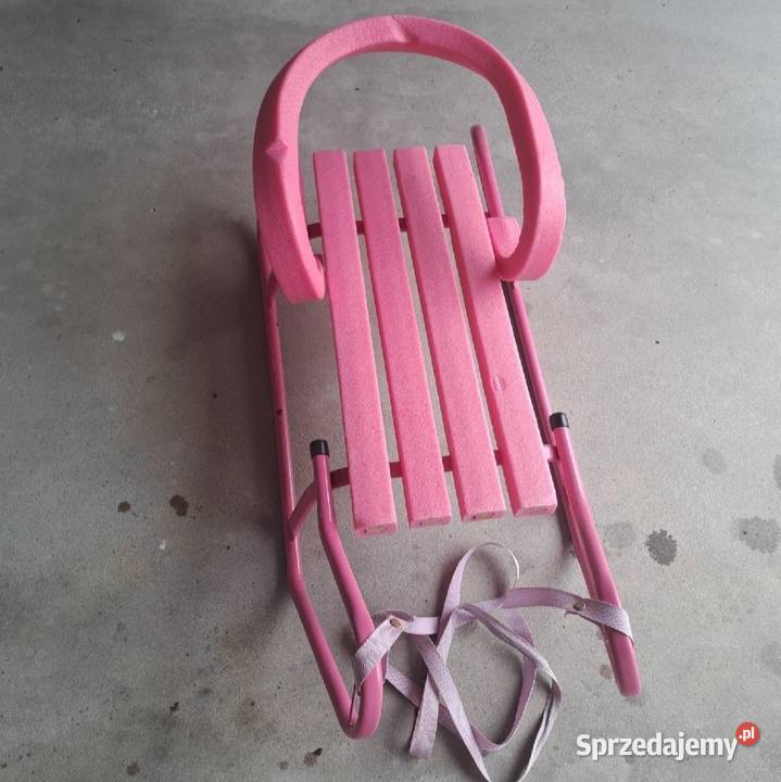 Sanki dziecięce z oparciem i popychaczem różowe Domaszczyn