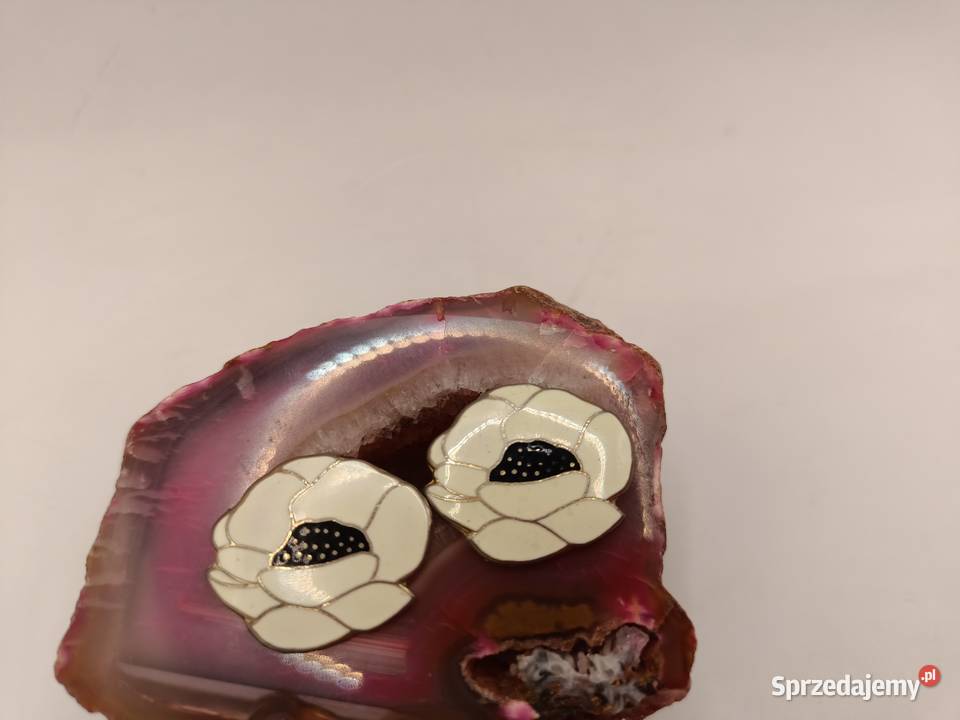 Kolczyki kwiatki biało czarne Zamość