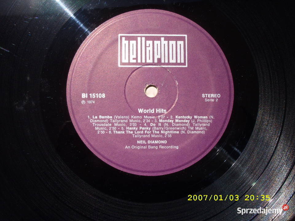 Winyl LP Rock NEIL DIAMONDWORLD HITS 1974 dolnośląskie Wołów sprzedam
