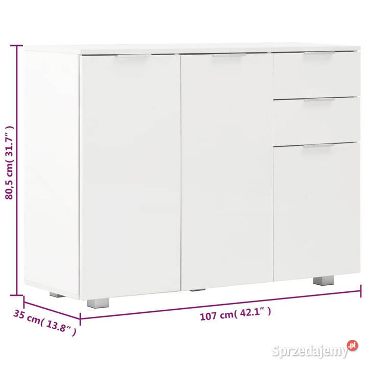 Komoda na wysoki połysk biała 107x35x805 Warszawa
