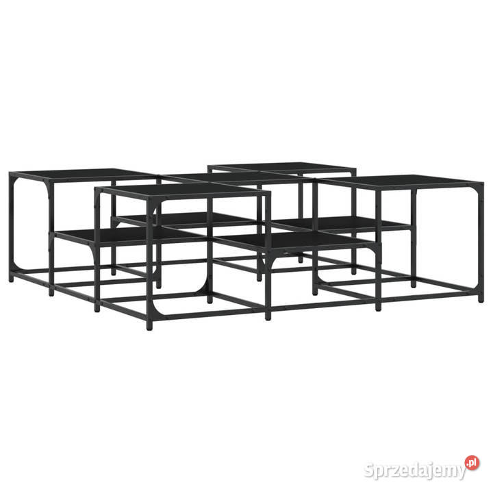 Stolik kawowy czarny 121x121x40 materiał Warszawa