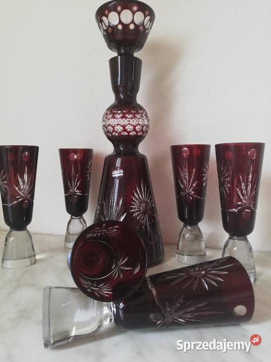 Kury szkło porcelana karafka z kieliszkami Gorlice