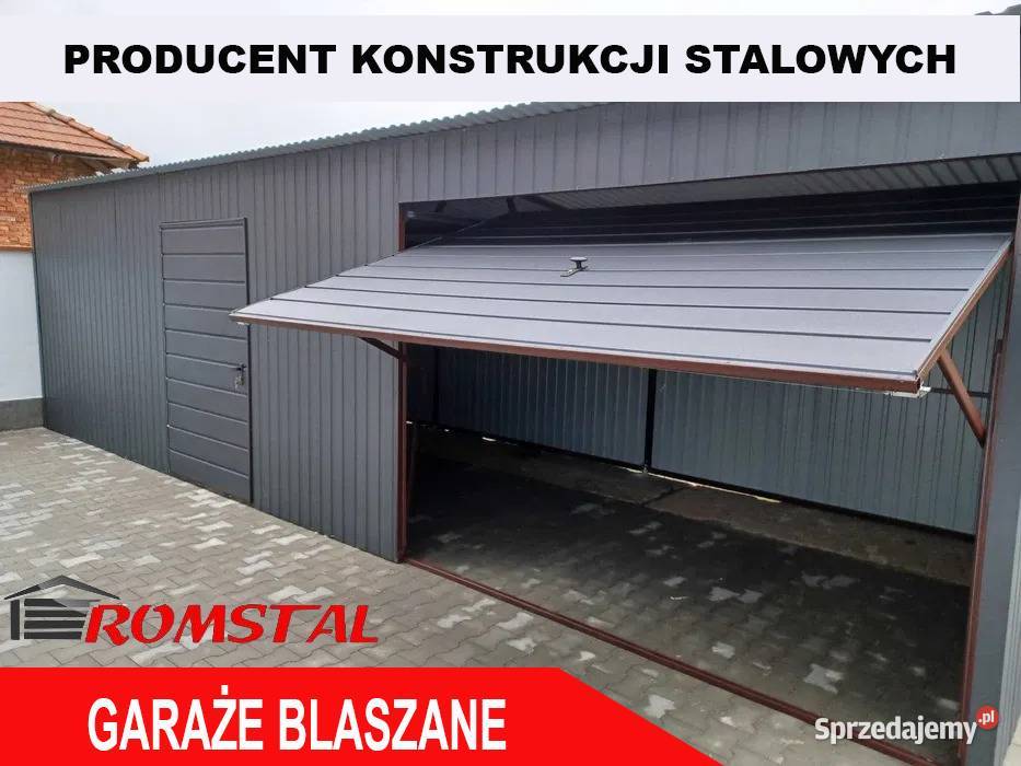 Wąski Garaż Blaszany GRAFITOWY - Wiata Magazynowa - Romstal