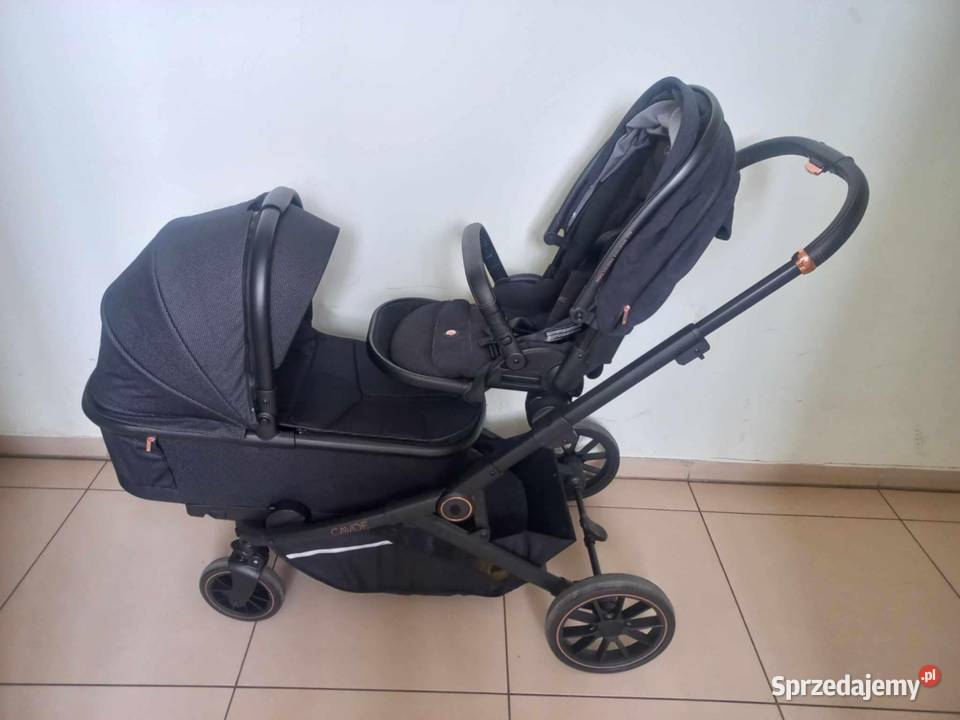Wózek 2 dzieci Avec Cavoe czarny Aluminium Szczecin
