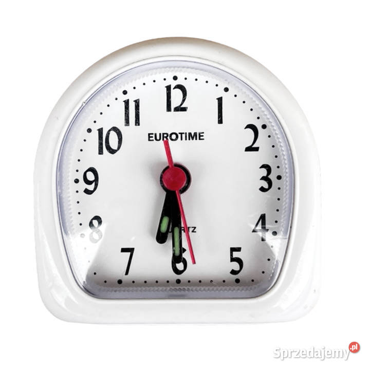 Mały białoczarny budzik elektryczny Eurotime Warszawa