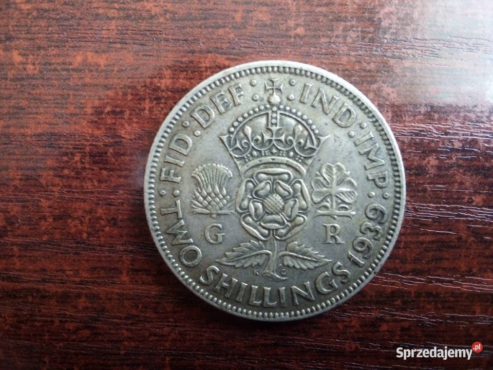 Moneta 2 szylingi Anglia 1939 mazowieckie Płońsk