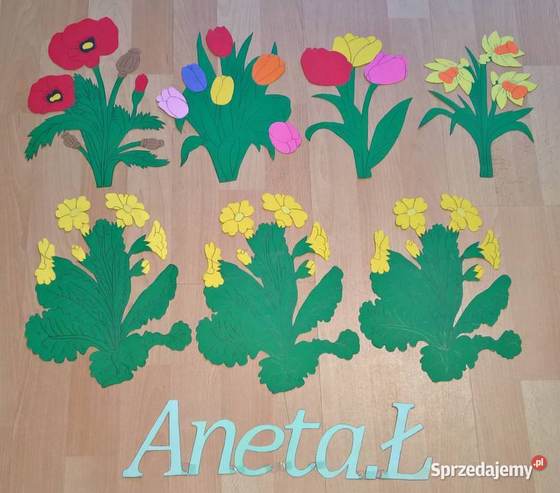 Dekoracje wiosenno letnie kwiaty z brystolu Ryki