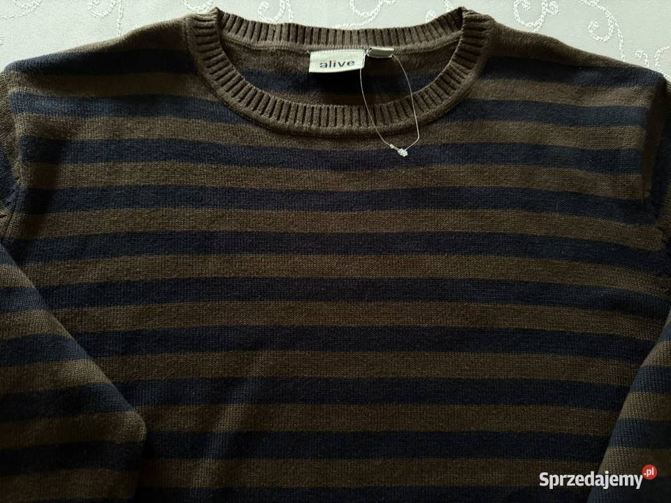Sweter Męski w Paski Elegancki Styl Klasyczny XS Wkładane przez głowę  śląskie