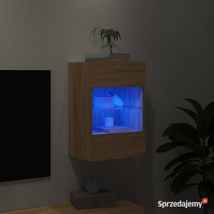 Ścienna szafka TV z LED dąb sonoma 40x30x605 mazowieckie Warszawa