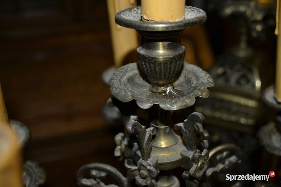 zegar kominkowy z kandelabrami mosiądz Będzin