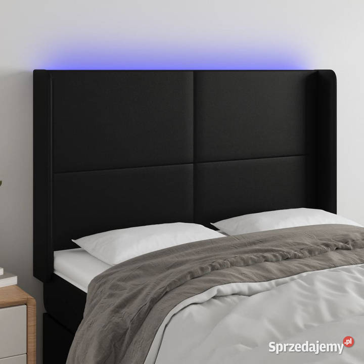 Zagłówek do łóżka z LED czarny 147x16x118128