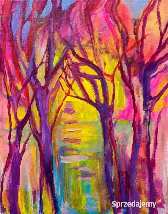 Różowy świt obraz akrylowy na płótnie 50x40 Malarstwo