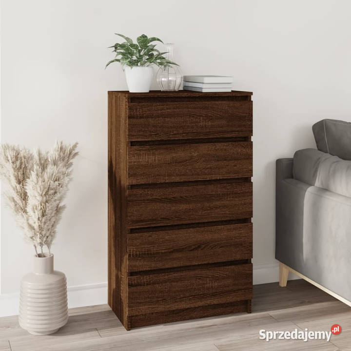 Komoda brązowy dąb 60x36x103 materiał