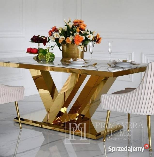 Ekskluzywny stół glamour złoty z białym Warszawa