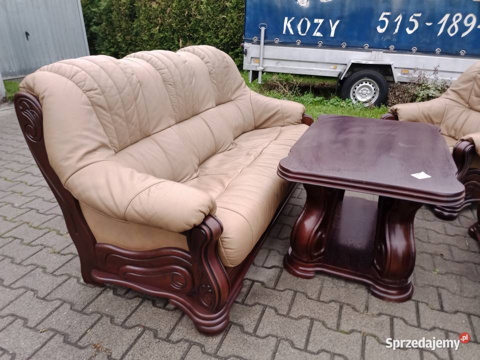 Komplet Wypoczynkowy BROWN 321 i Ława Dąb skóra Dom i Ogród Kozy sprzedam