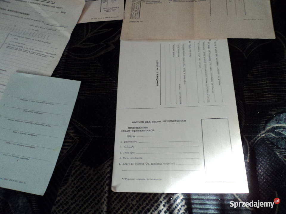 PRL stare blankiety druków paszportowych celnych Nowy Sącz
