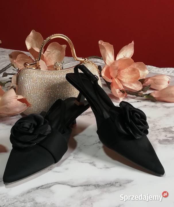 szpilki czarne satynowe mazowieckie Warszawa sprzedam