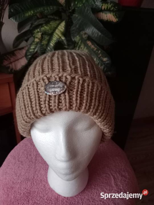 Nowa czapka z wełny merino Uniwersalna Wełna Złotów