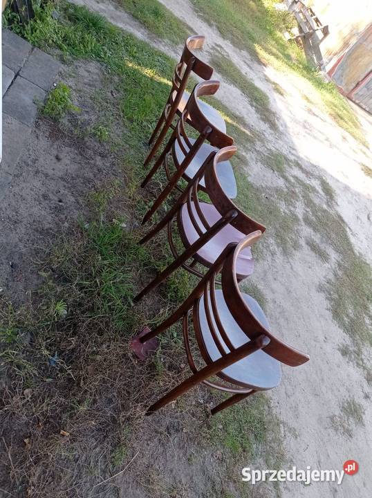 Zabytkowe drewniane krzesła PRL 4 mazowieckie Pionki