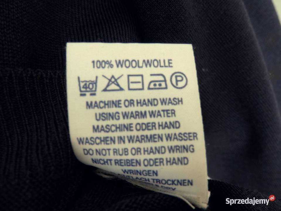 Sweter Kardigan Wełniany 100 Wełna Granatowy Łomża