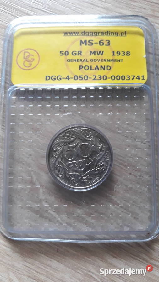 50 groszy 1938 r NiGeneralna Gubernia MS63 Numizmatyka Konin