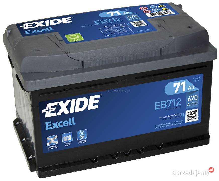 Akumulator Exide Excell 71Ah 670A Glinki 33A akumulatory Układ elektryczny