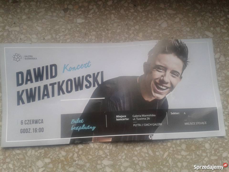 2 bilety na koncert Dawida Kwiatkowskiego warmińsko-mazurskie Olsztyn