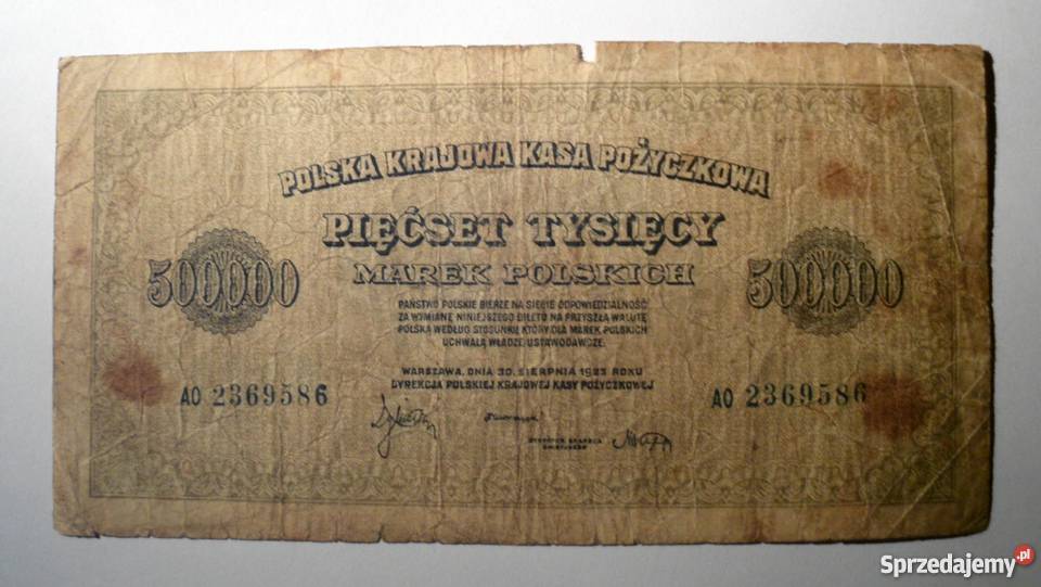 500000 marek polskich seria A0 7 cyfr PEREŁKA
