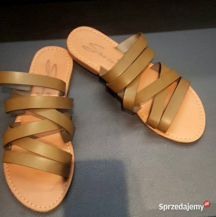 Klapki buty damskie Seven7 stan b paski khaki 25cm