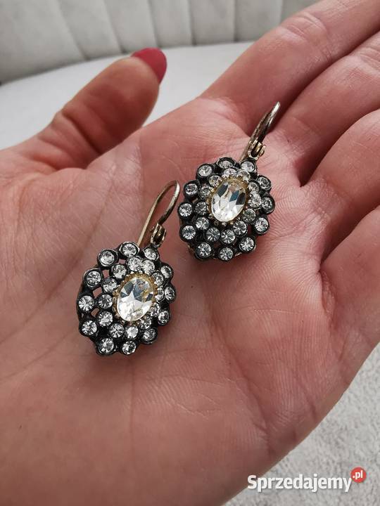 Piękne vintage srebrne kolczyki z dużą ilością