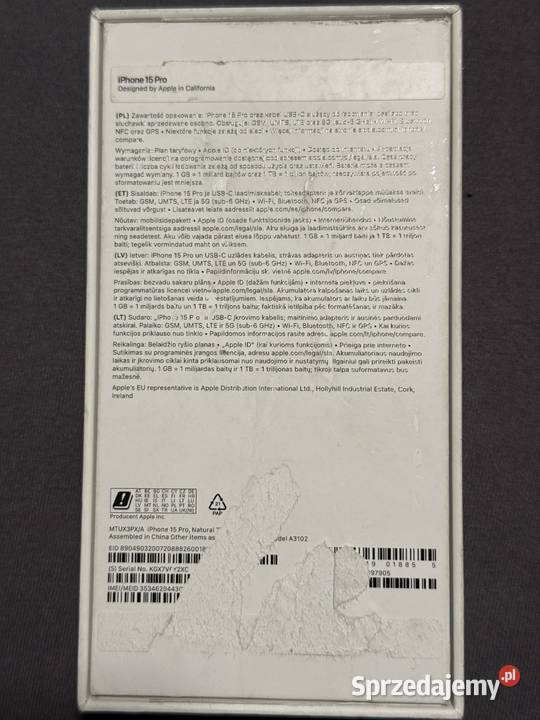 Puste pudełko iPhone 15 Pro Swarzędz