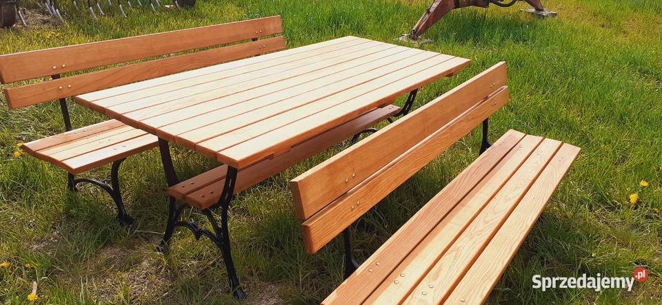 Jesionowe meble ogrodowe nogi żeliwne Lublin