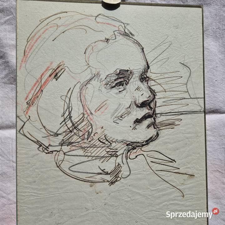 Stara grafika portret rysunek tusz XVIIIXIX w Brzesko