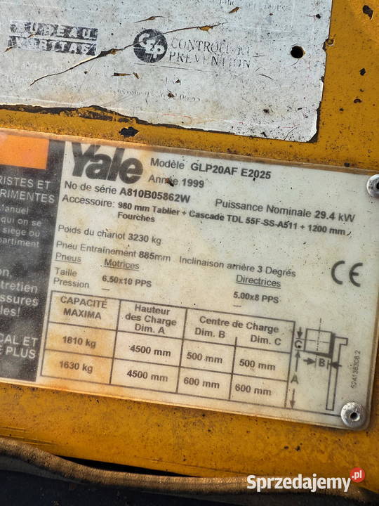 wózek widłowy LPG YALE GLP20 AF 2000 Triplex Działoszyn