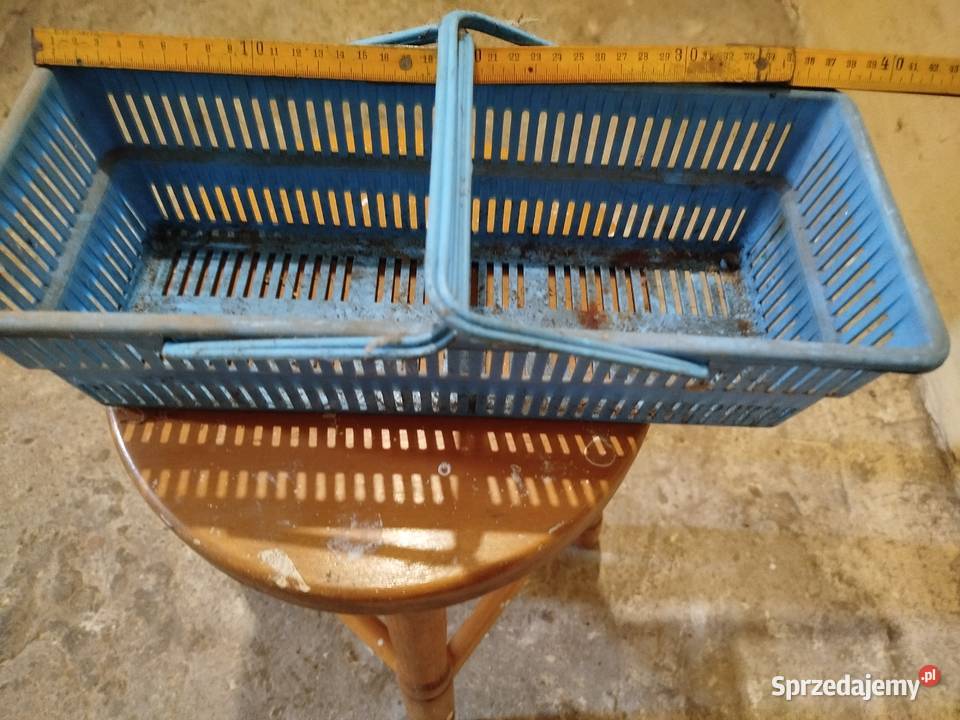 Plastikowy koszyk niebieski z uchwytami 44x24x18
