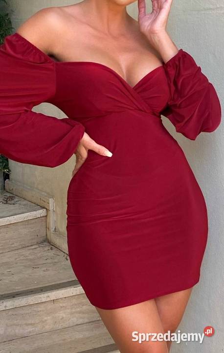 FEMME LUXE mini sukienka z bufkami czerwona 36 S Kalisz