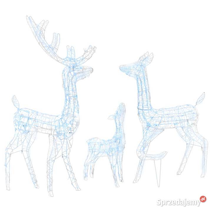 Świąteczne renifery akrylowe 300 zimnych białych Warszawa