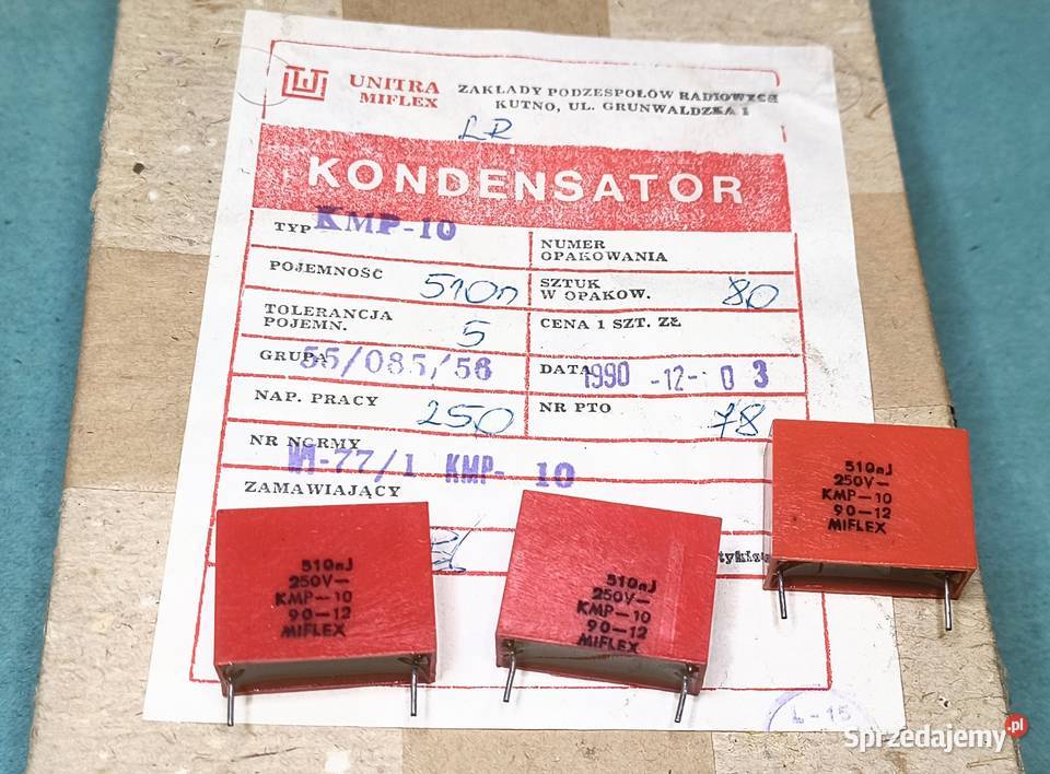 Kondensator 510nF 250V KMP10 Unitra MIFLEX pomorskie Gdańsk