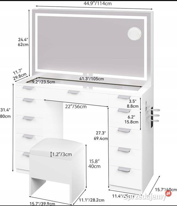 Toaletka z dużym podświetlanym lustrem podkarpackie Rzeszów sprzedam