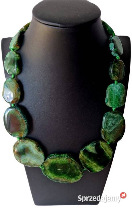 AGAT SZMARAGDOWY PLASTRY NASZYJNIK ETNICZNE Częstochowa sprzedam